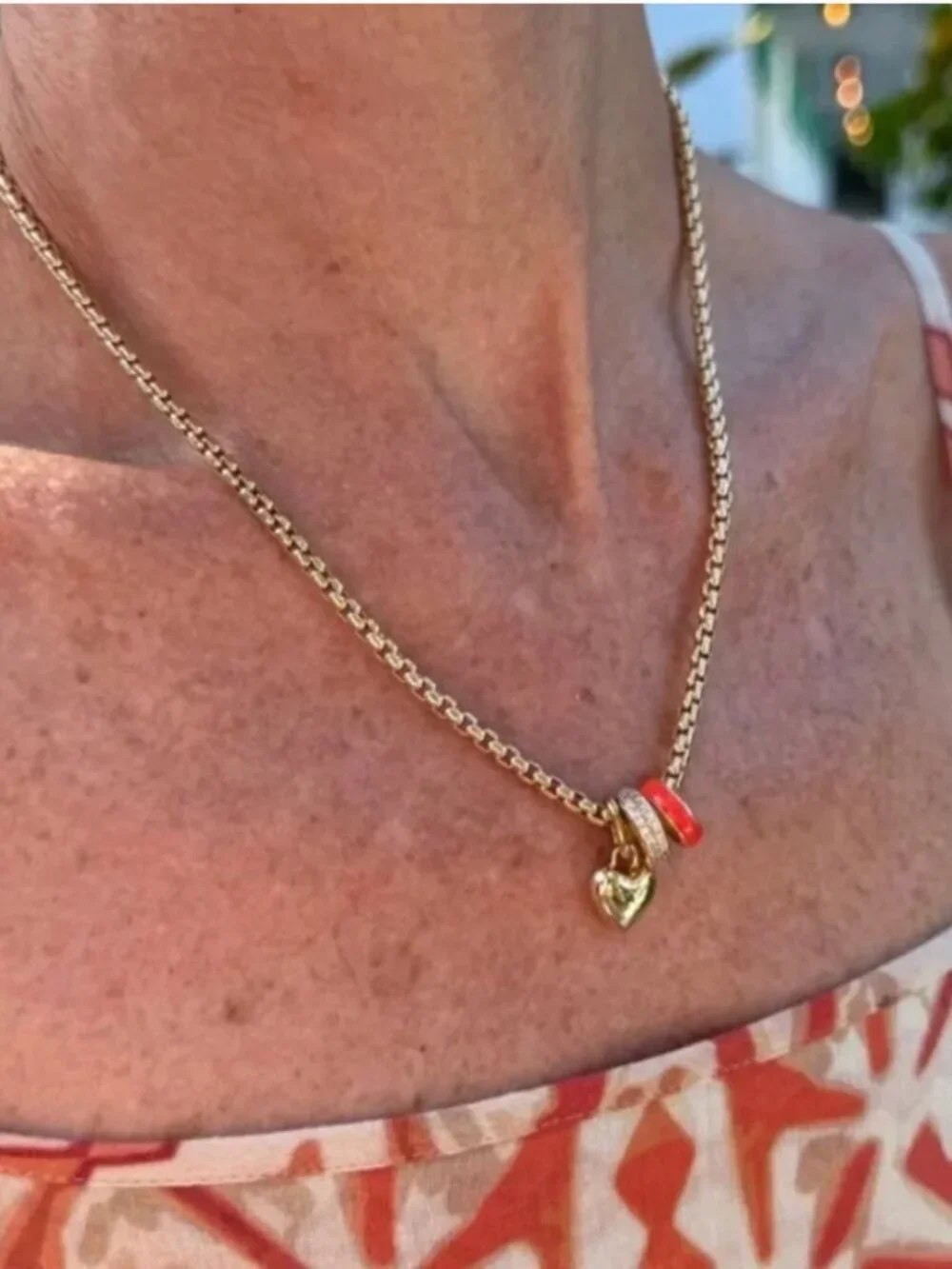 Roxanne Assoulin The Box Chain Charm Necklace Orange/Gold